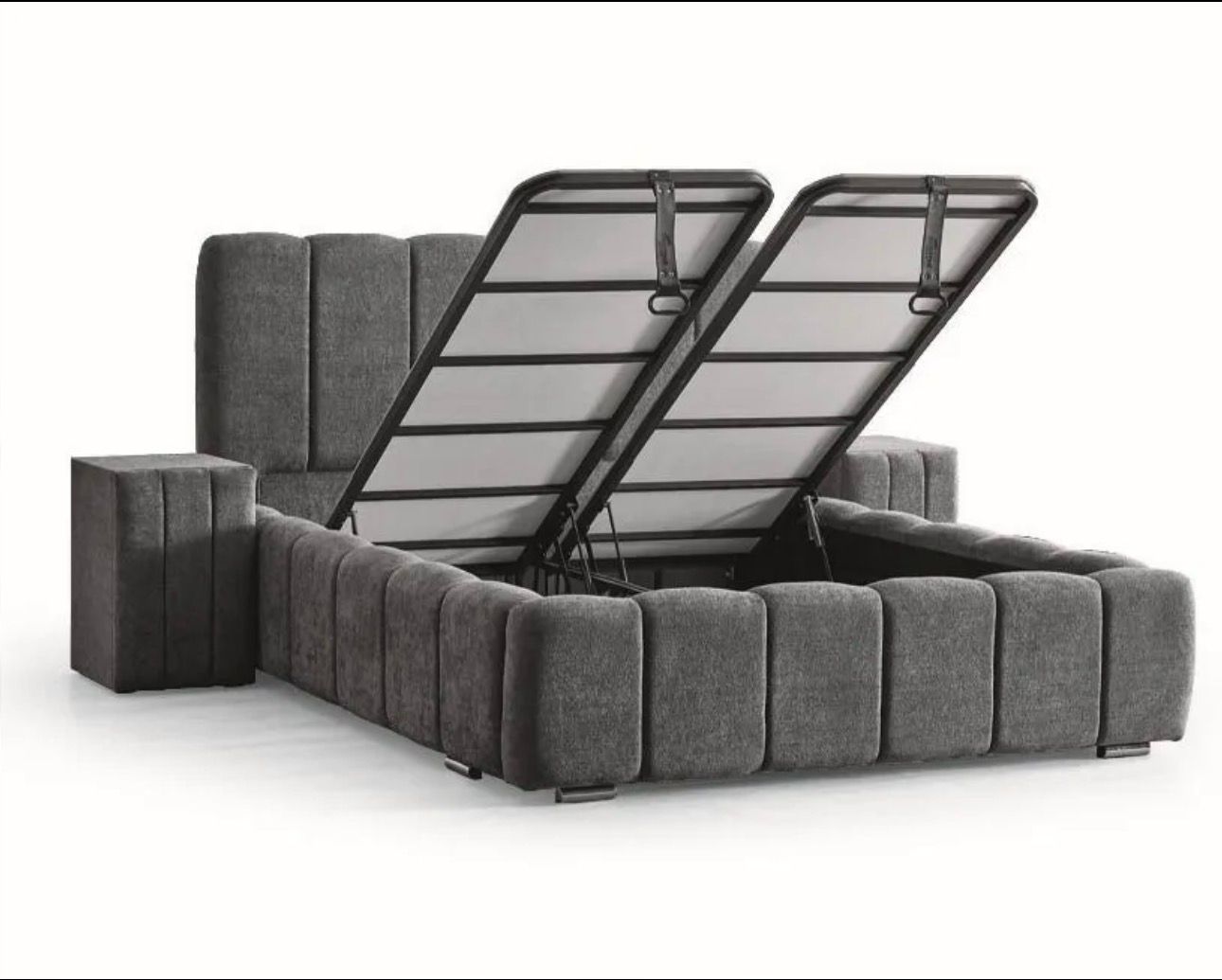 Lit Coffre ALYA Chenille Gris