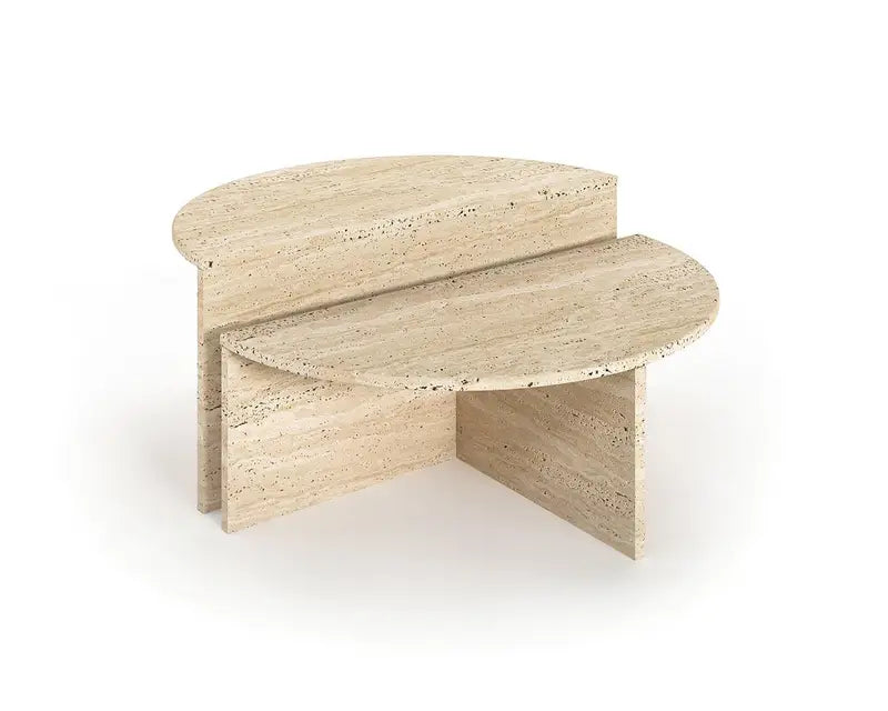 Table basse escalier Ronde en travertin