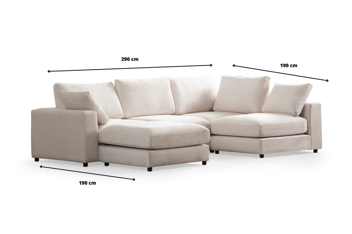 Canapé JULIA Modulable Velours Blanc Ecru