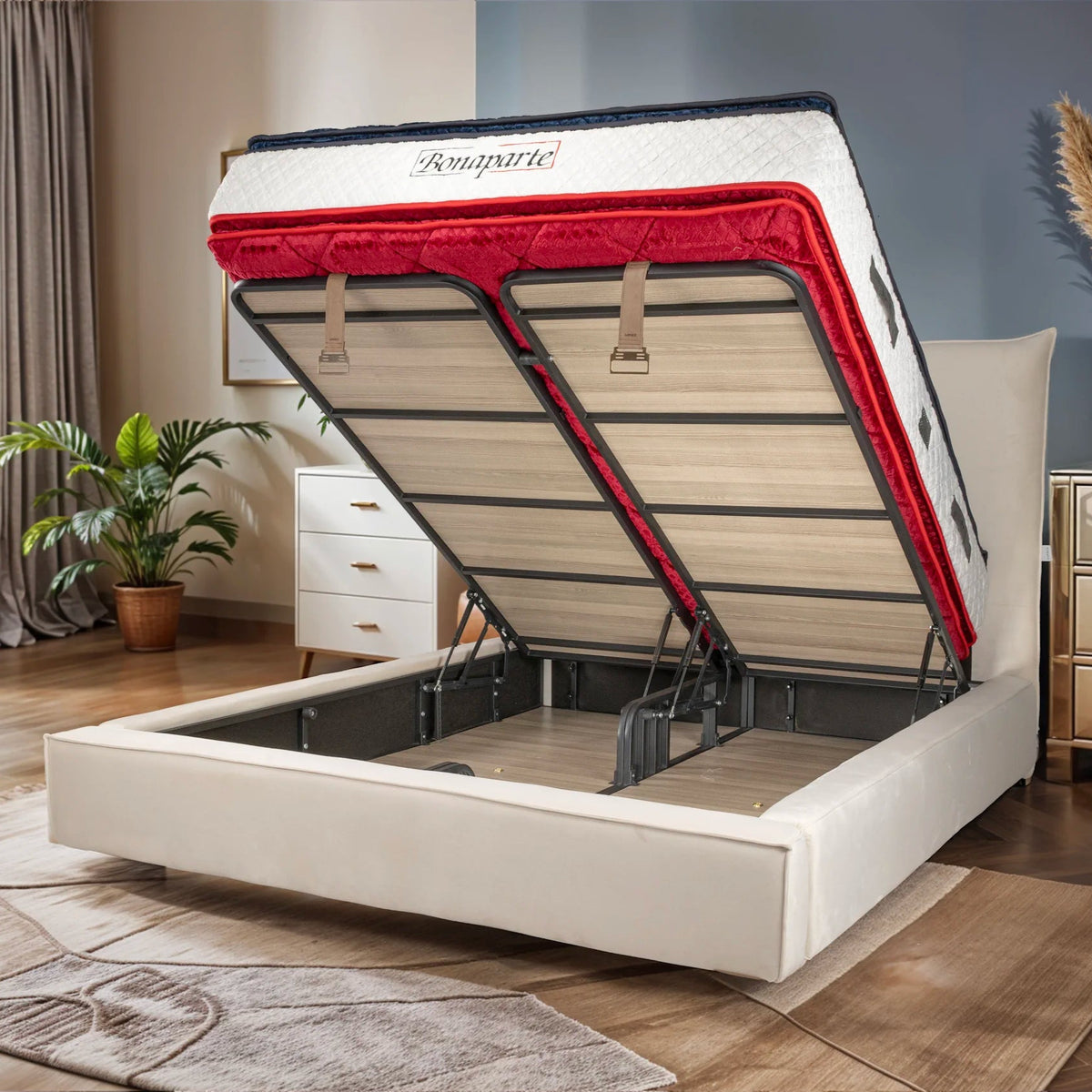 Lit coffre Flocon velours