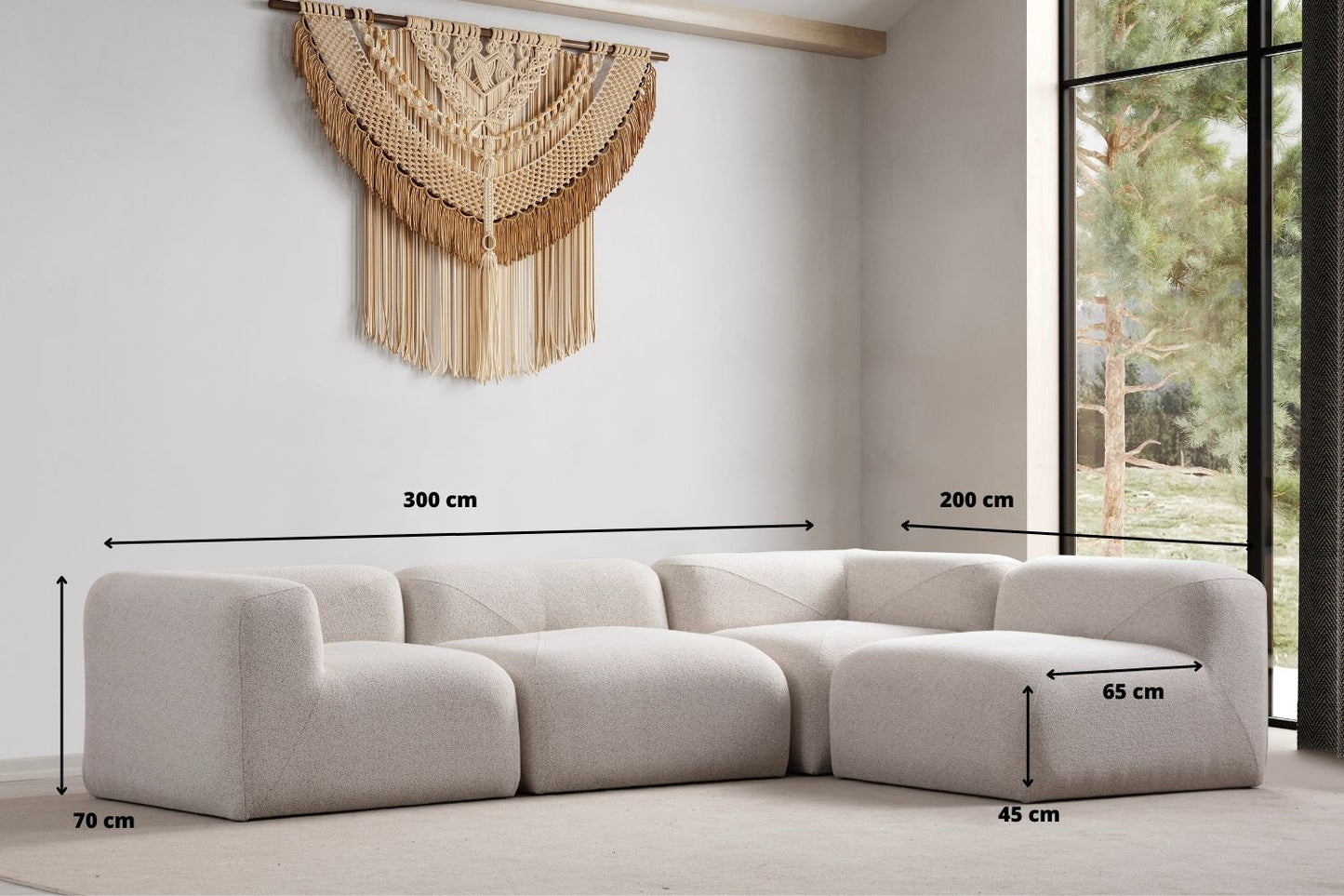 Canapé MELVA Chenille Blanc Cassé