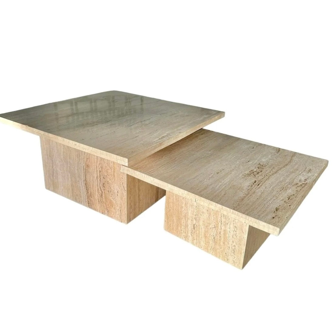 Table basse Gigogne carré en travertin