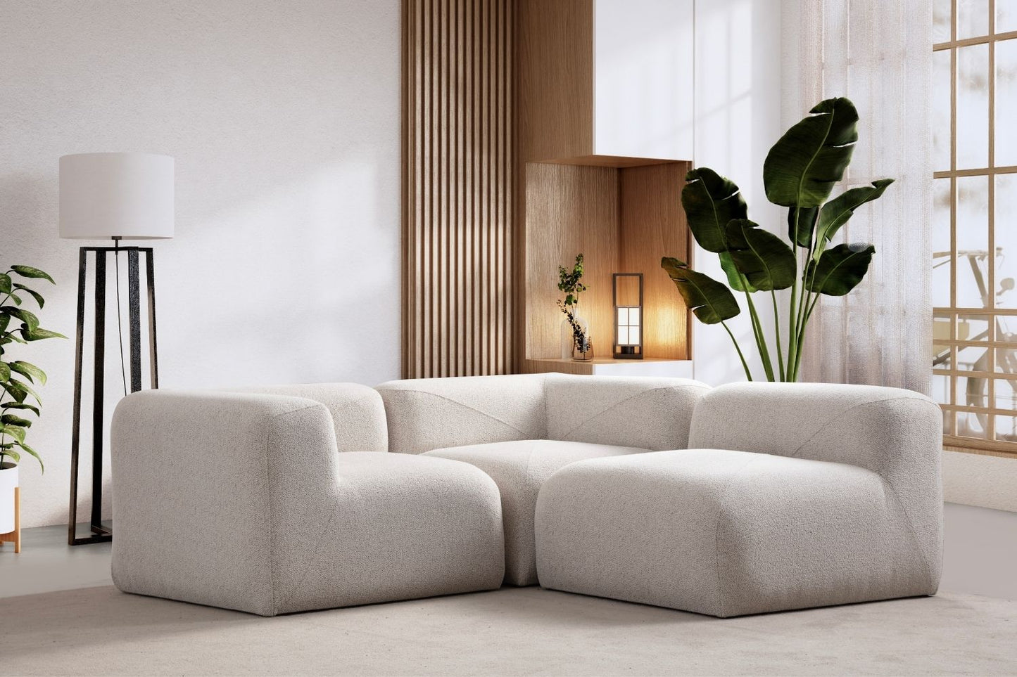 Canapé MELVA Chenille Blanc Cassé