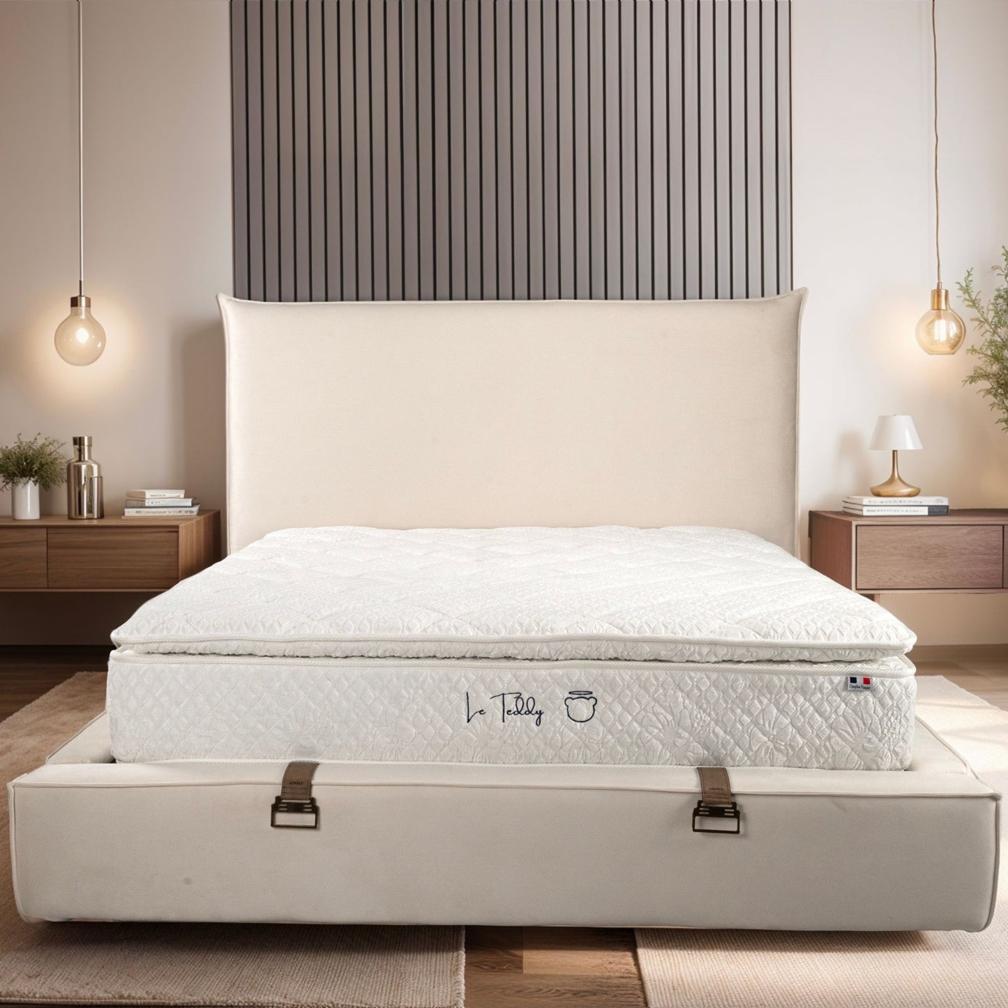 Lit coffre Flocon velours