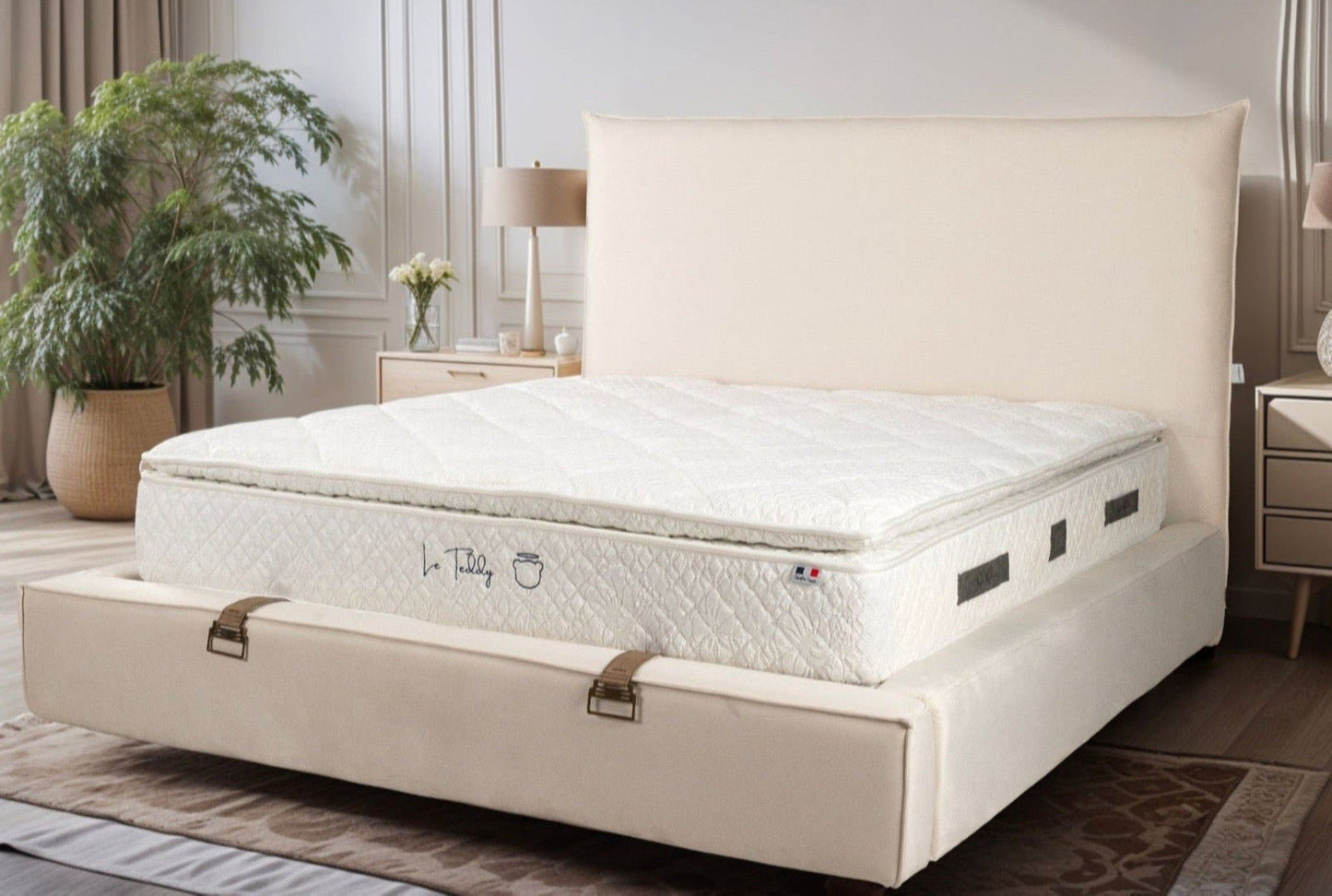 Lit coffre Flocon velours