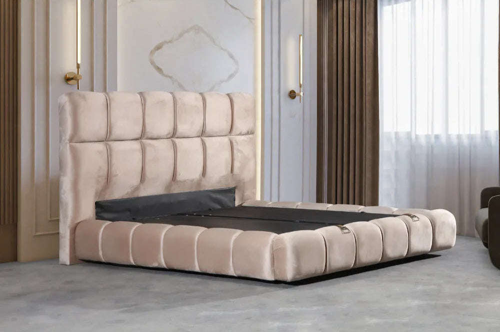 Lit coffre Bubble velours