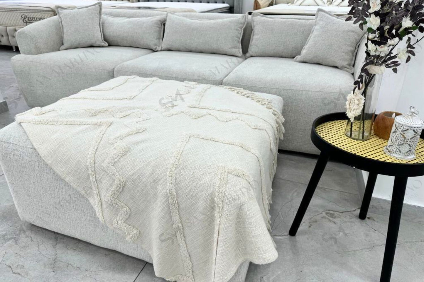 Canapé ANGEL Modulable Chenille Blanc Cassé