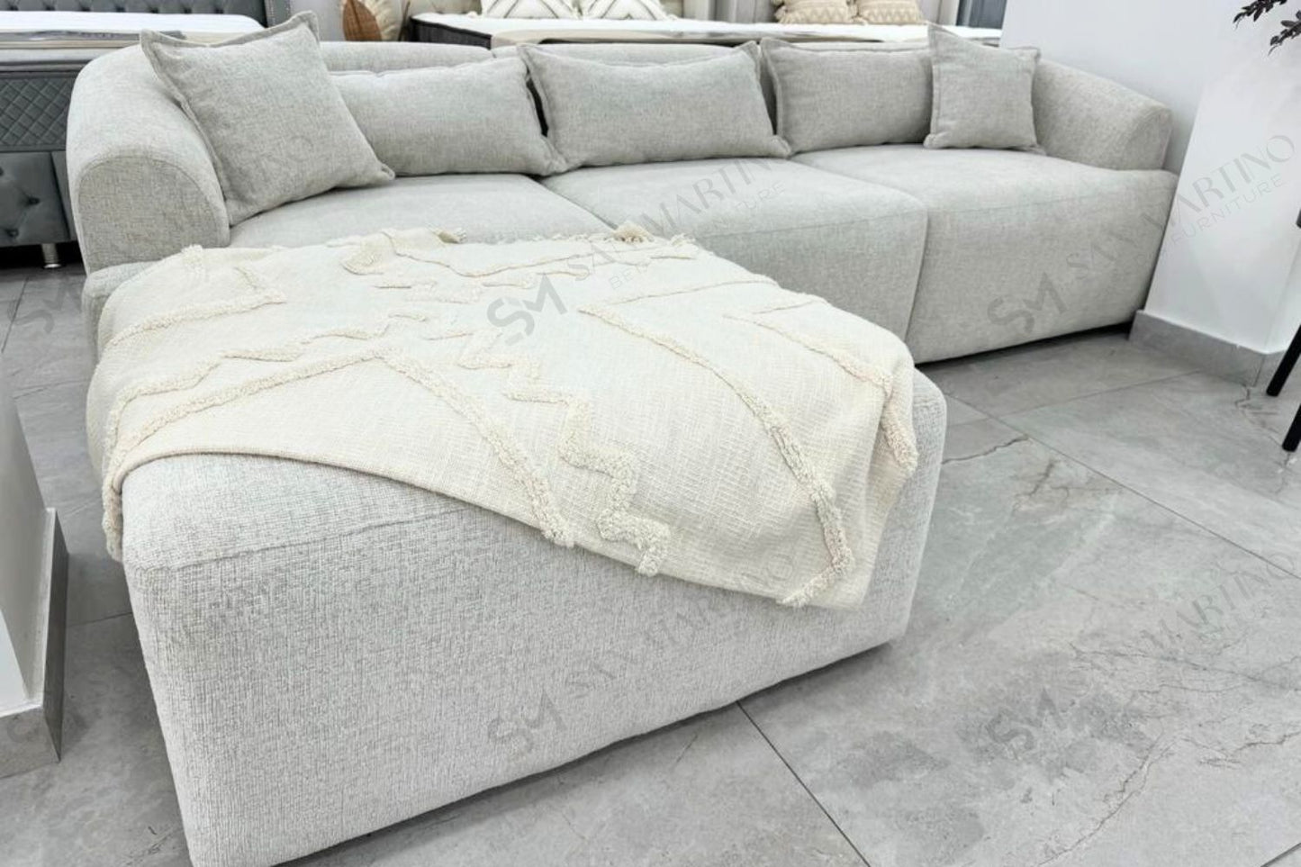 Canapé ANGEL Modulable Chenille Blanc Cassé