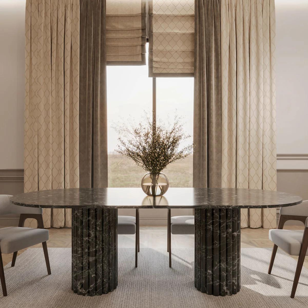 Table à manger Oval en marbre noir Khenifra