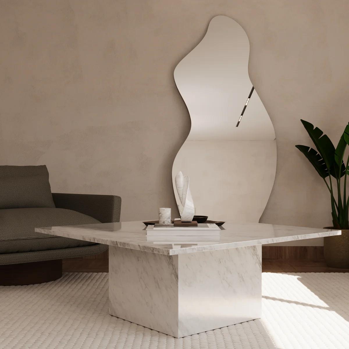 Table basse carré marbre blanc