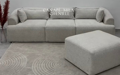 Canapé ANGEL Modulable Chenille Blanc Cassé
