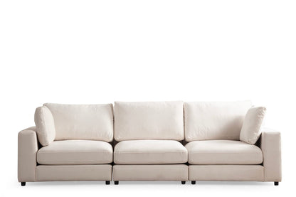 Canapé JULIA Modulable Velours Blanc Ecru