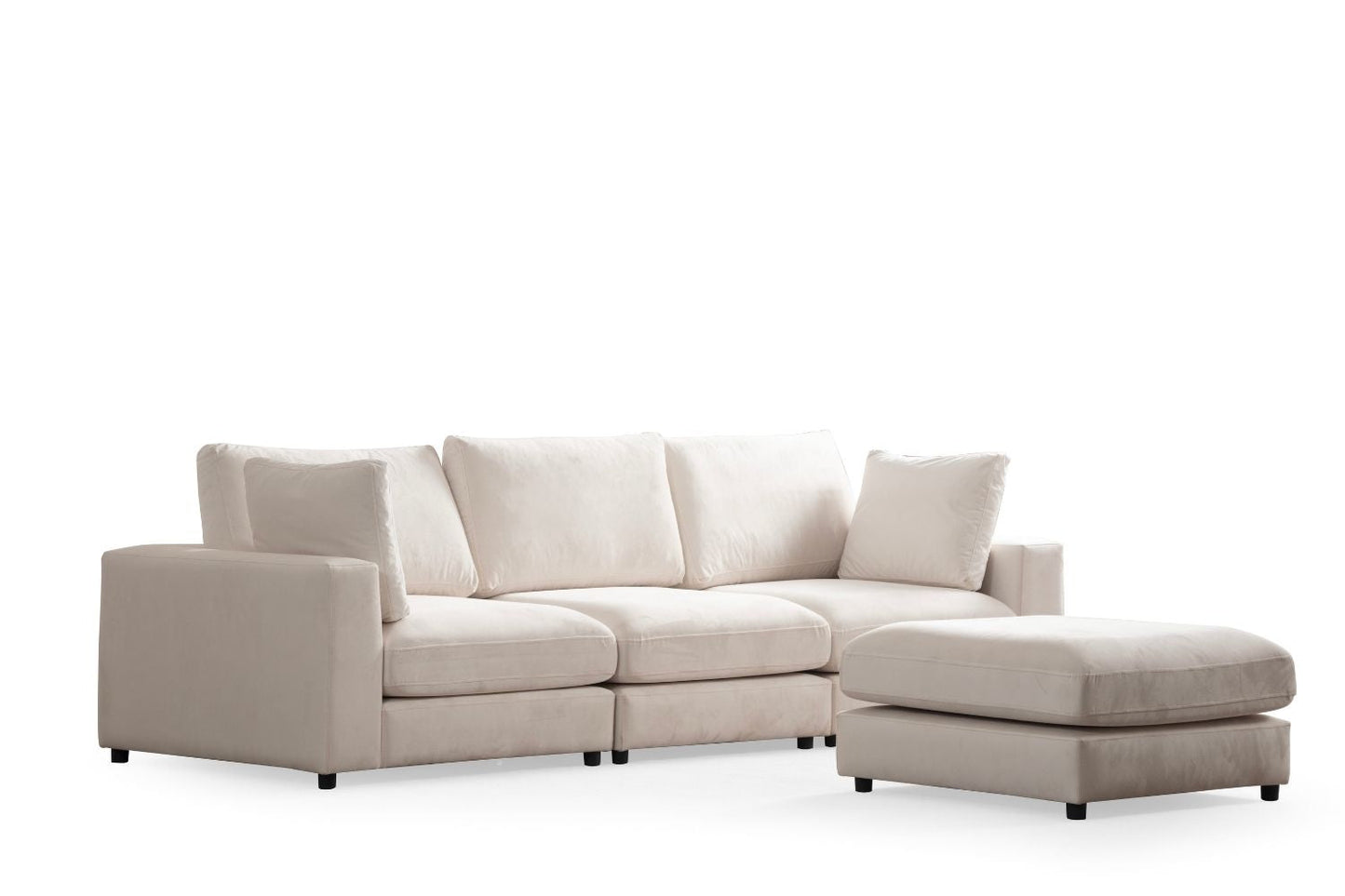 Canapé JULIA Modulable Velours Blanc Ecru
