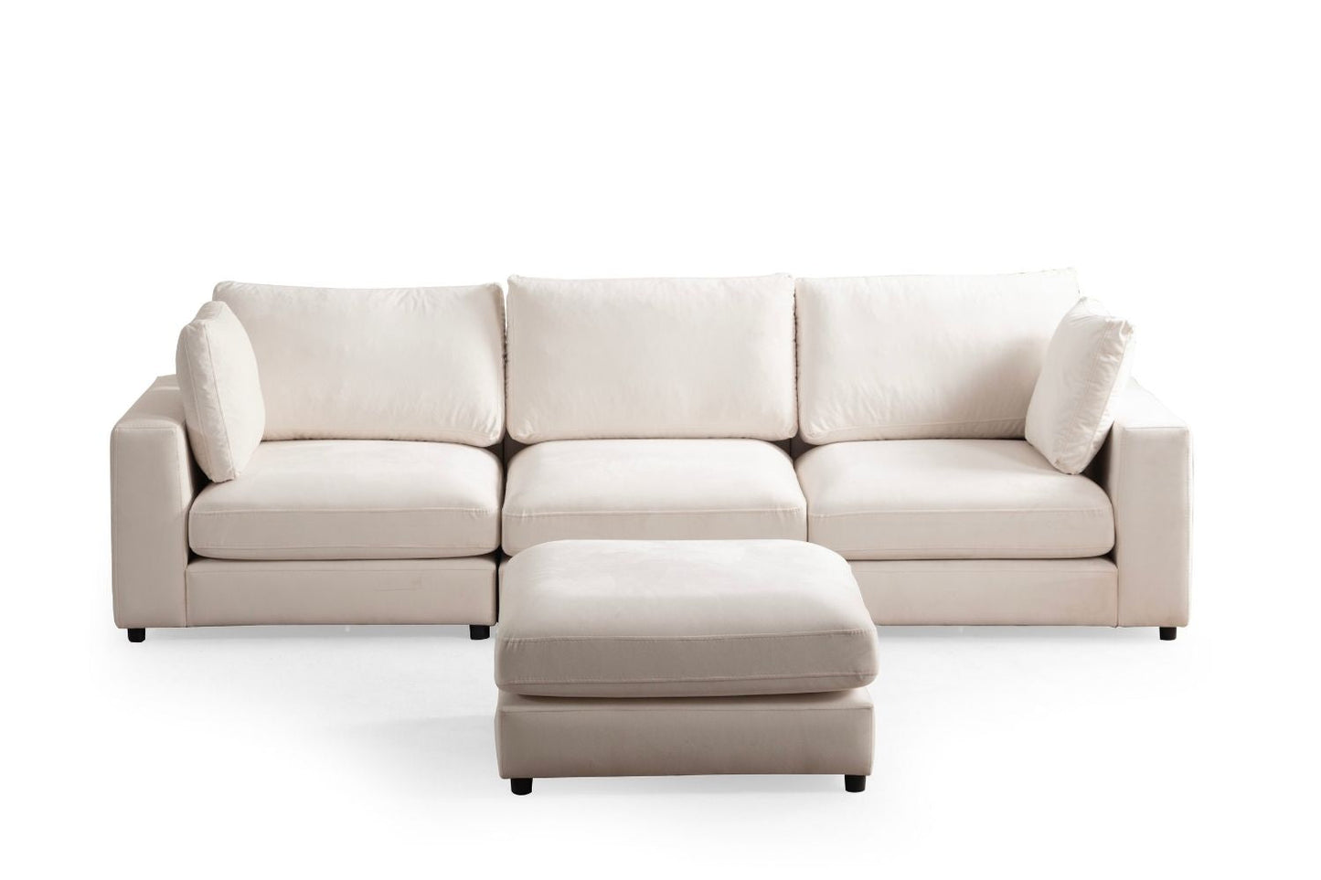 Canapé JULIA Modulable Velours Blanc Ecru