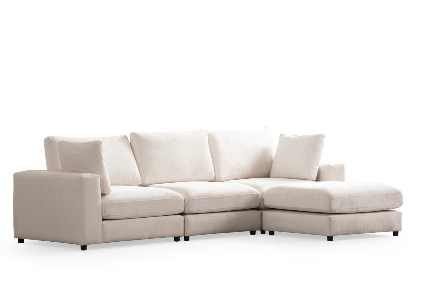 Canapé JULIA Modulable Velours Blanc Ecru