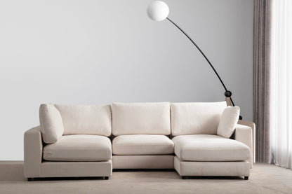 Canapé JULIA Modulable Velours Blanc Ecru