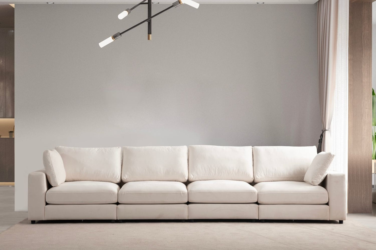 Canapé JULIA Modulable Velours Blanc Ecru