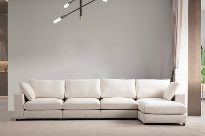 Canapé JULIA Modulable Velours Blanc Ecru