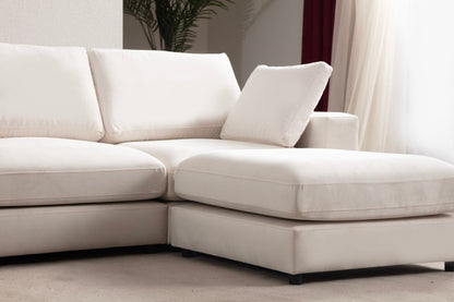 Canapé JULIA Modulable Velours Blanc Ecru