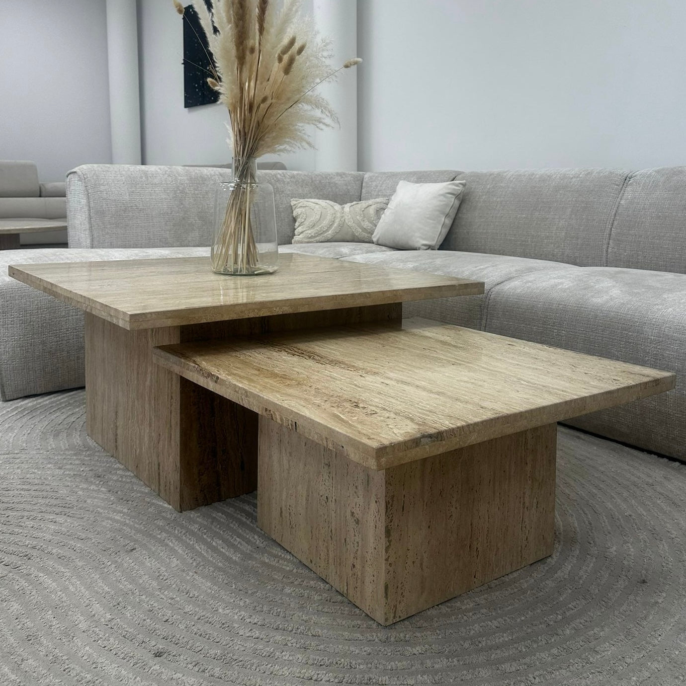 Table basse Gigogne carré en travertin