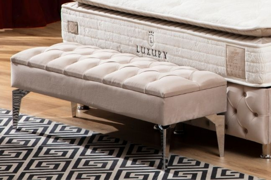 Banquette coffre Capitonné beige