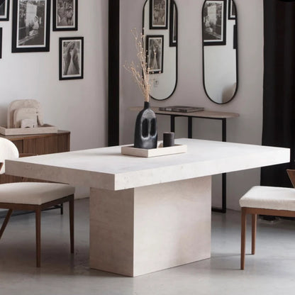Table à manger en travertin Rectangle bloc