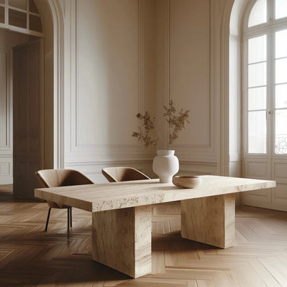 Table à manger en travertin Rectangle bloc
