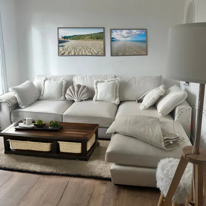 Canapé JULIA Modulable Velours Blanc Ecru