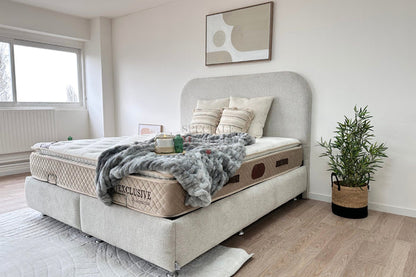 Lit Coffre JADE Chenille Blanc Cassé