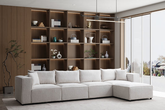 Canapé ELEGANCE Chenille Modulable Blanc Cassé