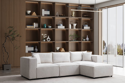 Canapé ELEGANCE Chenille Modulable Blanc Cassé