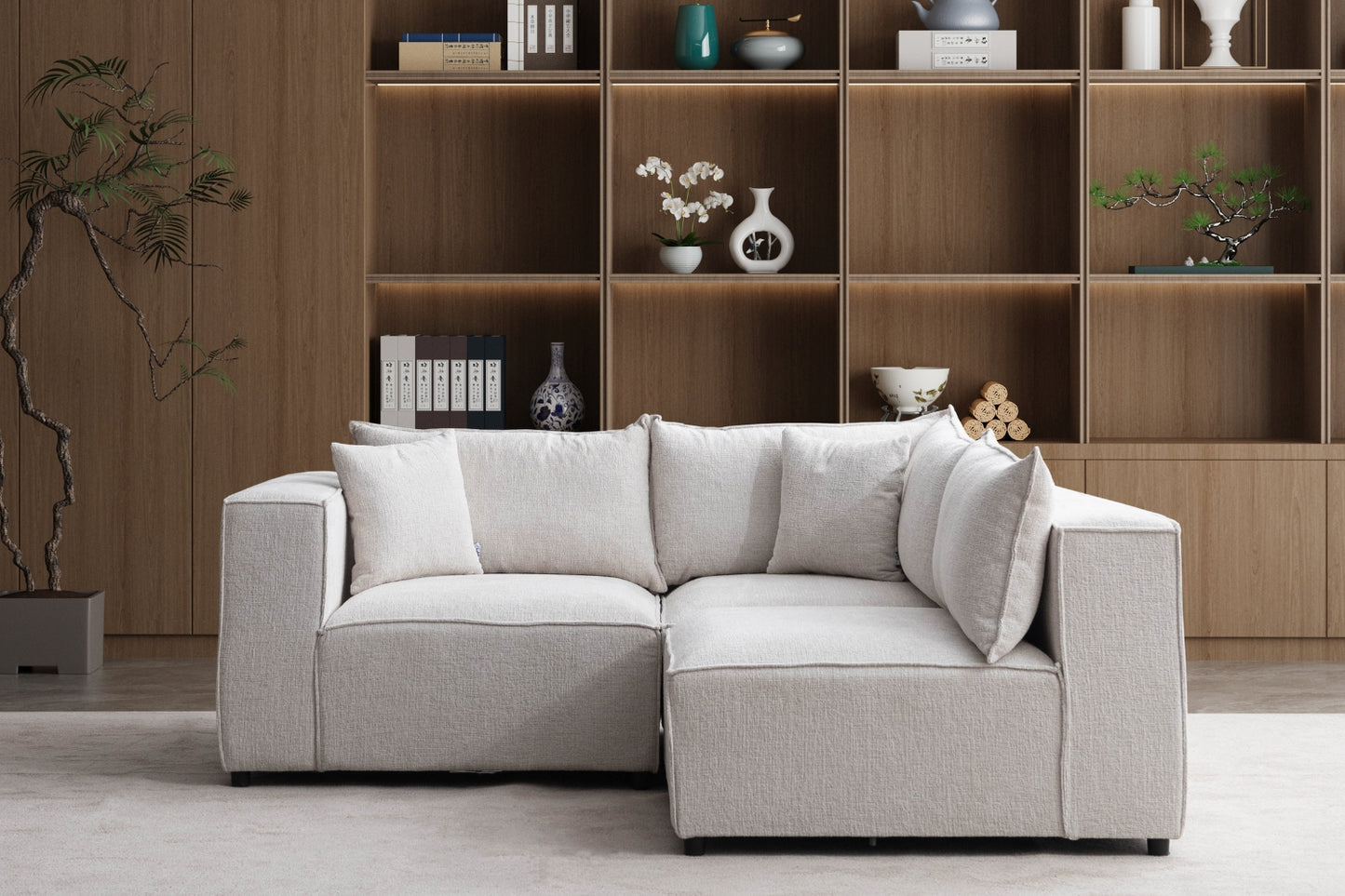 Canapé ELEGANCE Chenille Modulable Blanc Cassé