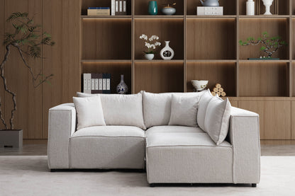 Canapé ELEGANCE Chenille Modulable Blanc Cassé