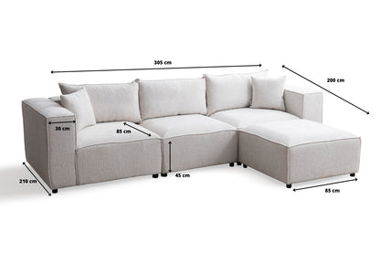 Canapé ELEGANCE Chenille Modulable Blanc Cassé