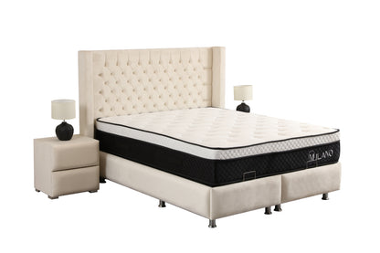 Lit Coffre BIANCA Velours Blanc Cassé