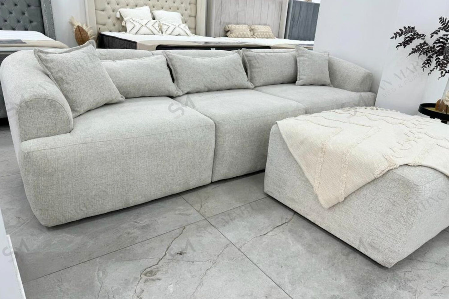 Canapé ANGEL Modulable Chenille Blanc Cassé