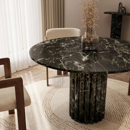Table à manger Ronde en marbre noir Khenifra
