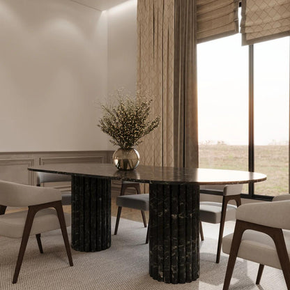 Table à manger Oval en marbre noir Khenifra