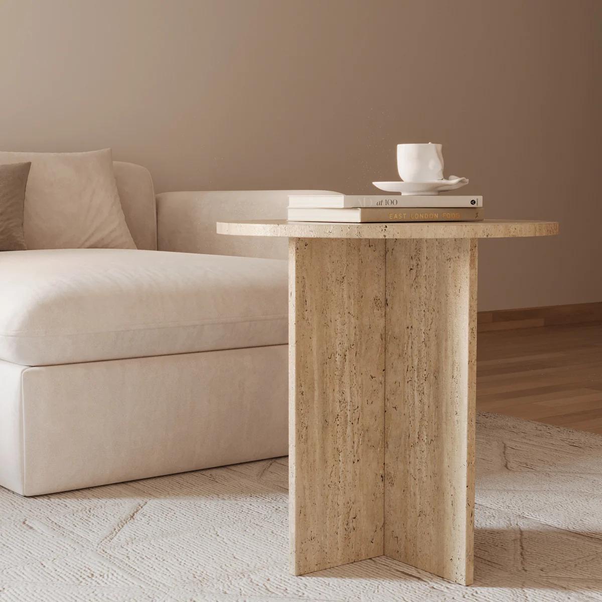 Guéridons rond en travertin