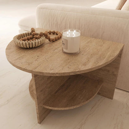 Guéridons demi rond en travertin
