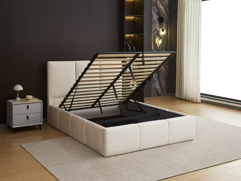 Lit coffre Boston velours