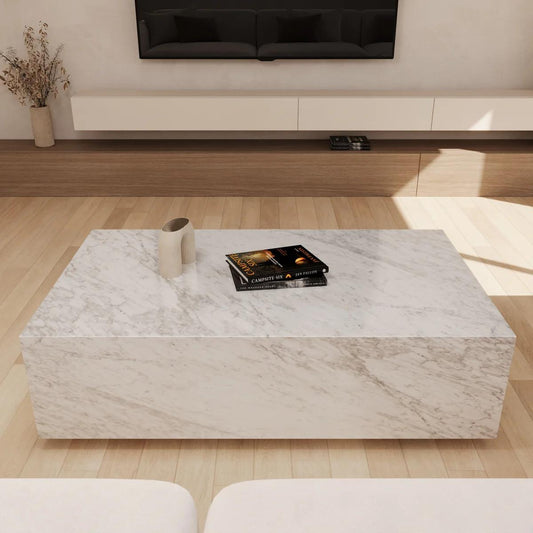 Table basse Bloc rectangle marbre blanc
