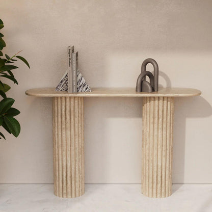 Console Oval en travertin