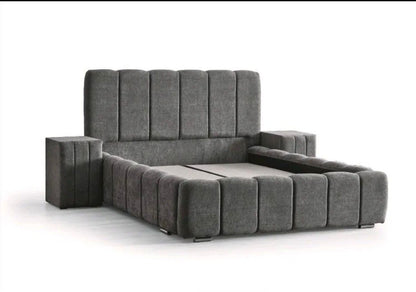 Lit Coffre ALYA Chenille Gris