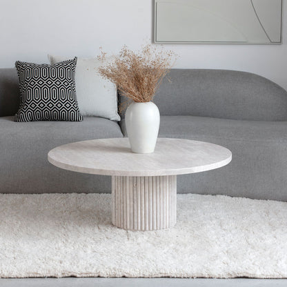 Table basse ronde en travertin